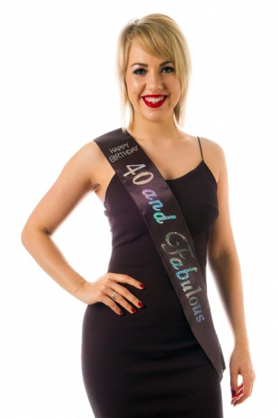 Black '40 and Fabulous' Diamante Birthday Sash